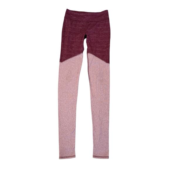 FREE PEOPLE Movement Evolution Leggings Two Tone Pink Ribbed Yoga Pilates Sz SP - Picture 3 of 10